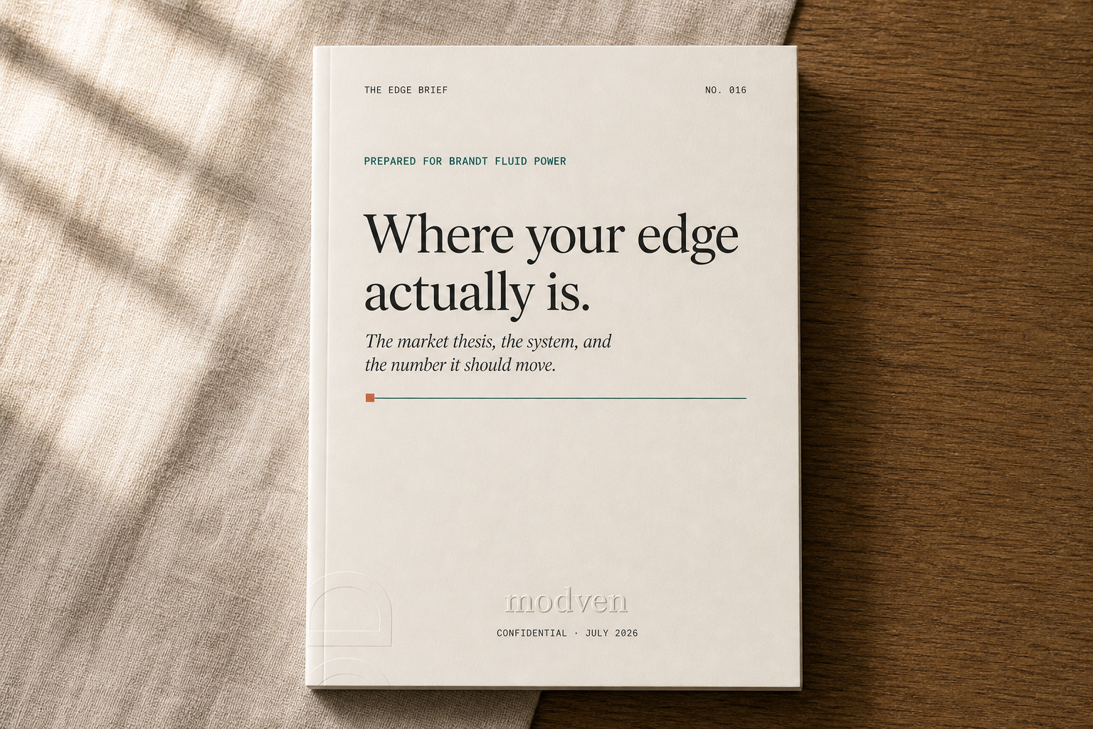 The Edge Brief — the front cover of a sample brief